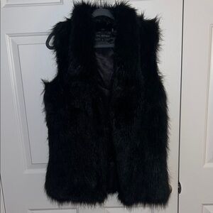 Via Spiga Black Faux Fur Vest